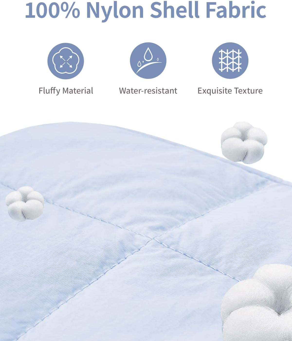 Puffy Makeup Bag for Travel Women Girl, Quilted Makeup Bag Cosmetic Bag, Cute Puffer Make up Organizer Bags, Travel Toiletry Bag Toiletries (Blue)