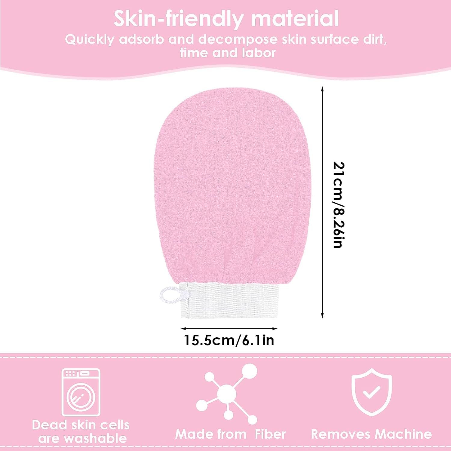 Exfoliating Glove Body Scrubber Exfoliator 1 PC Korean Washcloth Skincare Remover Deep Scrub Loofah Cleansing Mitts Exfoliate Cloth Exfoliation Scrubbing Bath Shower Soap Sponge Hand Towel(Pink)