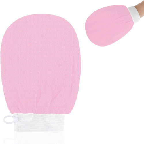 Exfoliating Glove Body Scrubber Exfoliator 1 PC Korean Washcloth Skincare Remover Deep Scrub Loofah Cleansing Mitts Exfoliate Cloth Exfoliation Scrubbing Bath Shower Soap Sponge Hand Towel(Pink)